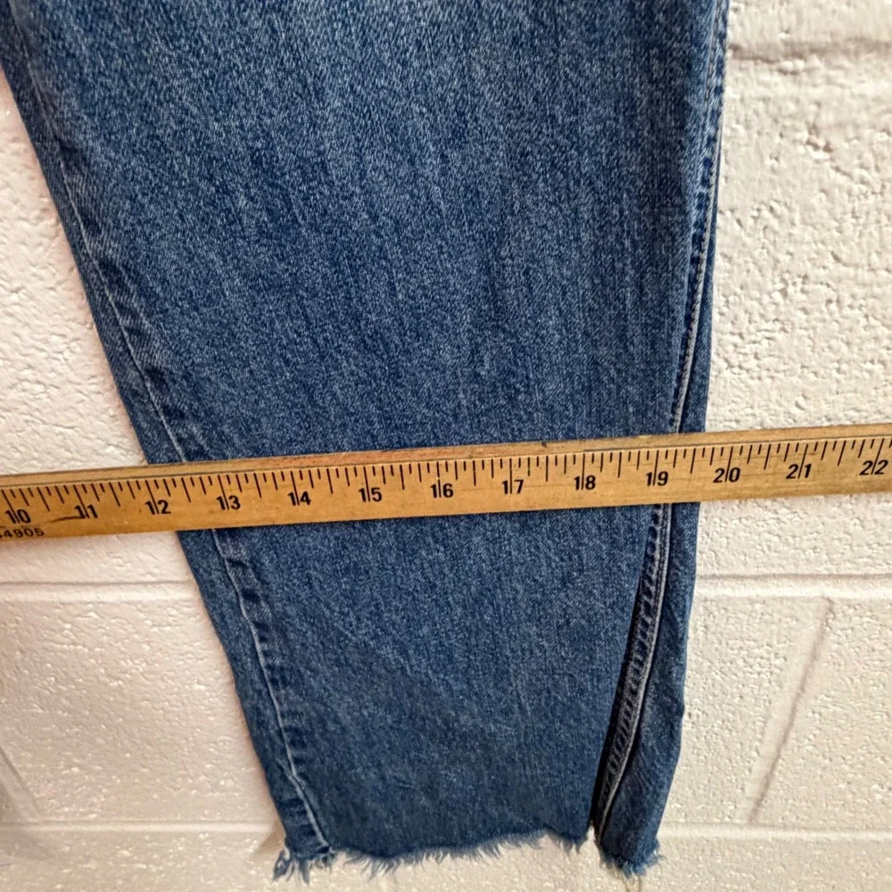 We The Free Womens 28 Straight Leg Raw Hem Patch Pocket Denim Jeans Blue Cotton